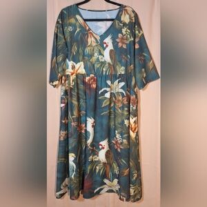 Tropical Print Midi Dress